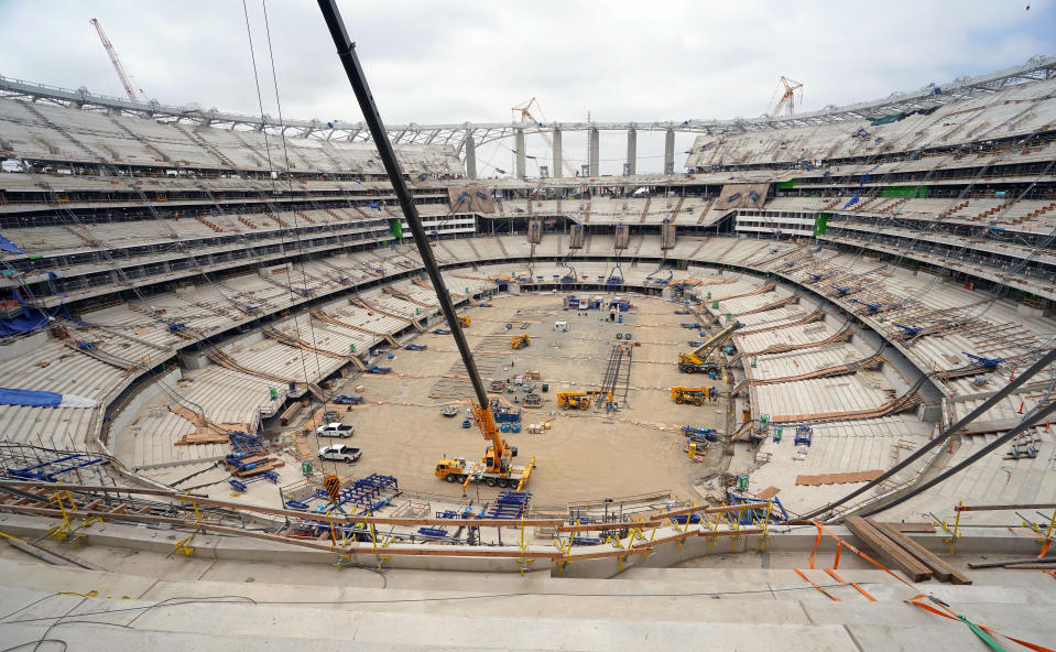 INGLEWOOD, CA - JUNE 07: Construction continues on the new Los Angeles Rams stadium site in Inglewood on Friday, June 7, 2019. The LA Stadium will open for the 2020 NFL season and will be home to the Rams and Chargers. (Photo by Scott Varley/MediaNews Group/Daily Breeze via Getty Images)