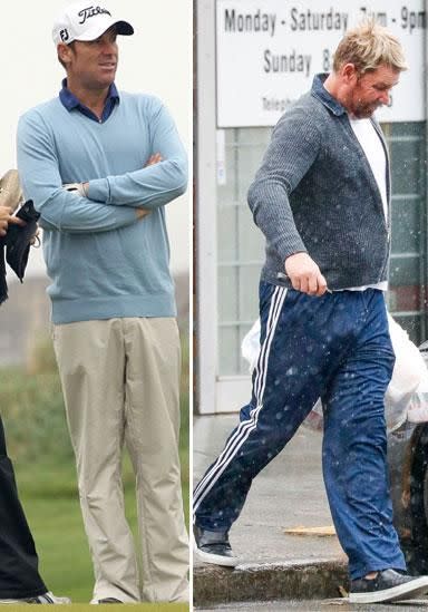 What a change! Shane Warne pictured in 2011 (L) and now (R). Source: Getty/Media Mode