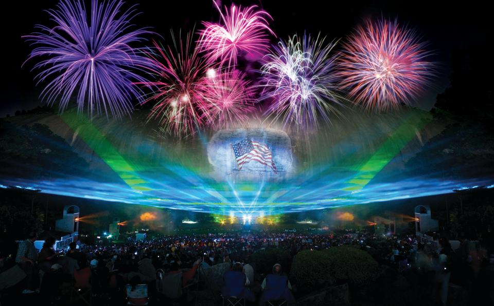 <div class="caption-credit"> Photo by: Stone Mountain Park</div><div class="caption-title">Fantastic Fourth, Stone Mountain Park, Stone Mountain, GA</div>At <span>Stone Mountain Park</span> outside of Atlanta, GA, amazing laser effects enhance the fireworks in a 50-minute show, free with $10 parking. <i>July 4 at 9:30p.m, EST.</i> <br>