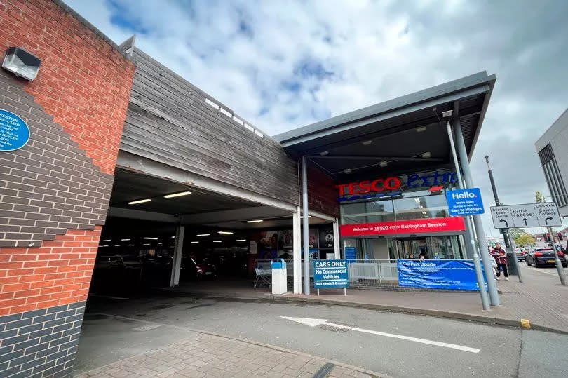 The car park entrance at Tesco Extra in Beeston