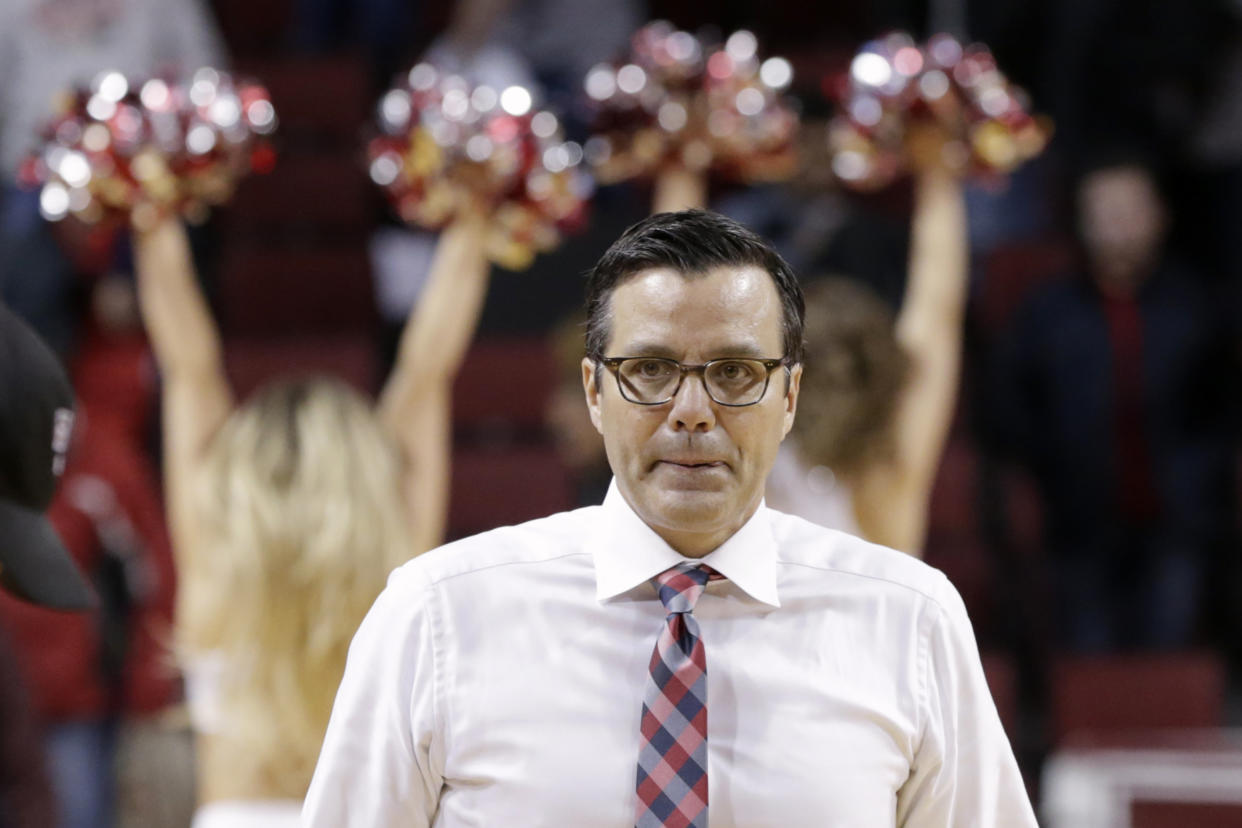 Nebraska coach Tim Miles is walking back recent comments as his hot seat heats up. (AP Photo/Nati Harnik)