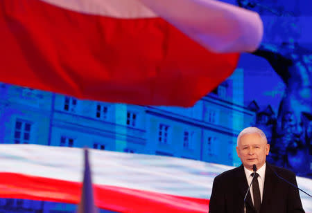 Jaroslaw Kaczynski, leader of the ruling Law and Justice party (PiS), delivers a speech during the party's convention in Warsaw, Poland September 2, 2018. REUTERS/Kacper Pempel