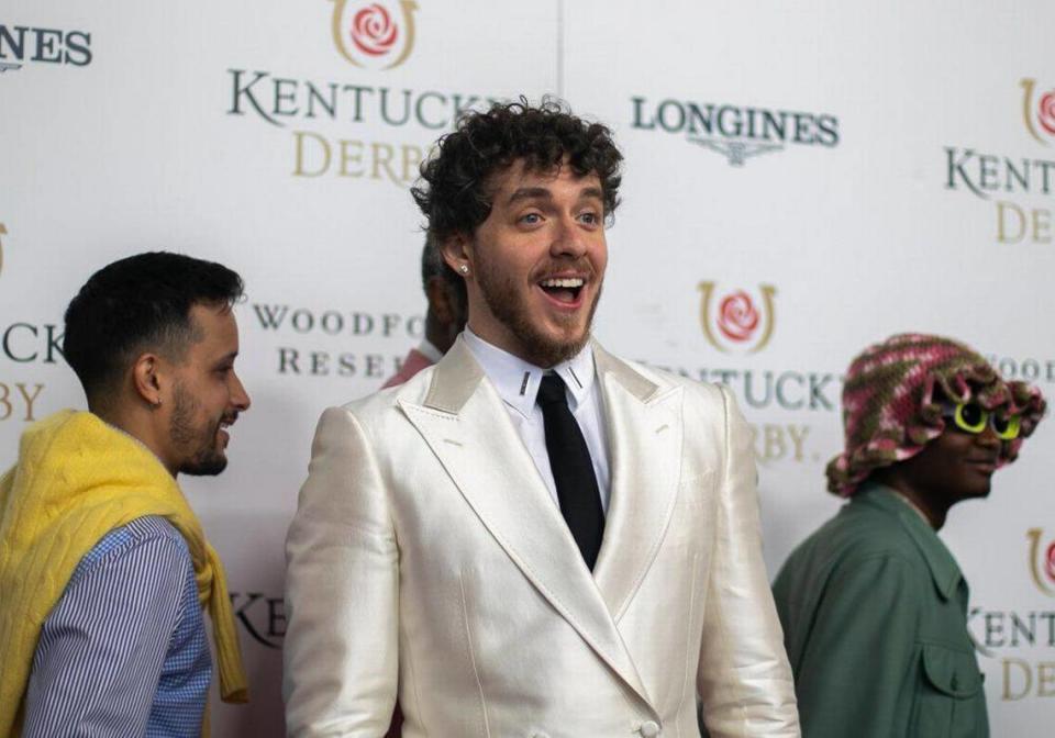 Jack Harlow walks the red carpet at Churchill Downs in Louisville, Ky., Saturday, May 7, 2022.