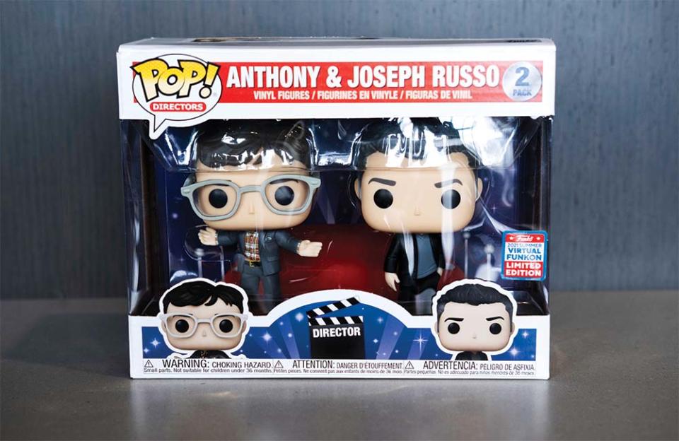 Funko dolls made in their likeness: “Mine looks exactly like J.J. Abrams,'” says Anthony. “And mine looks like Joe Pesci,” adds Joe. - Credit: Photographed by Birdie Thompson