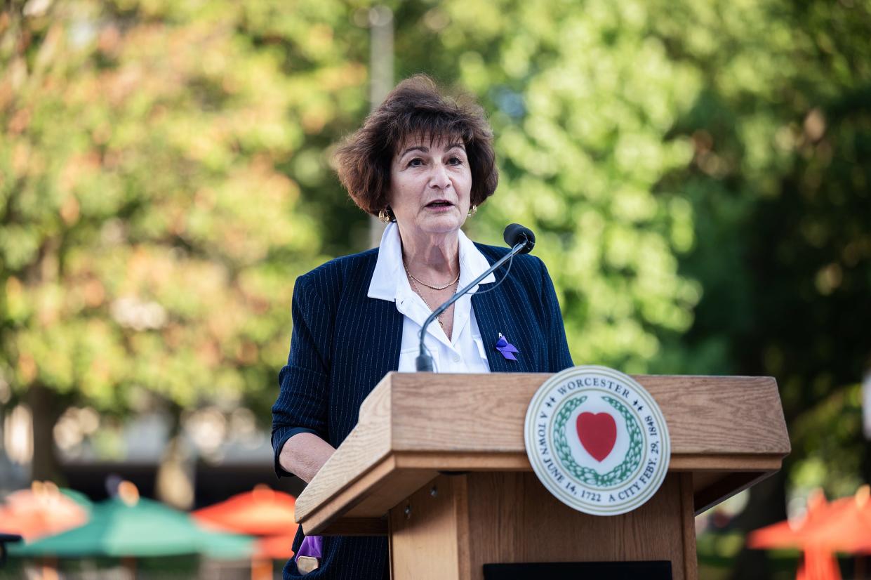 Commissioner for Health and Human Services Dr. Matilde Castiel speaks during the Annual International Overdose Awareness Day Vigil & Walk on Aug. 31.