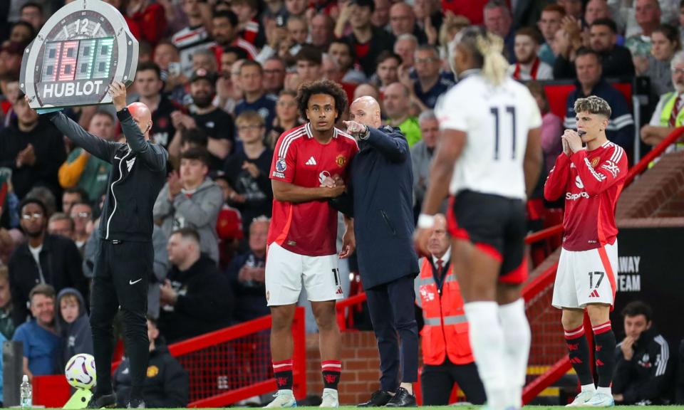 <span>Erik ten Hag successfully introduced Joshua Zirkzee against Fulham but faces more selection puzzles this weekend.</span><span>Photograph: Phil Duncan/Every Second Media/Shutterstock</span>