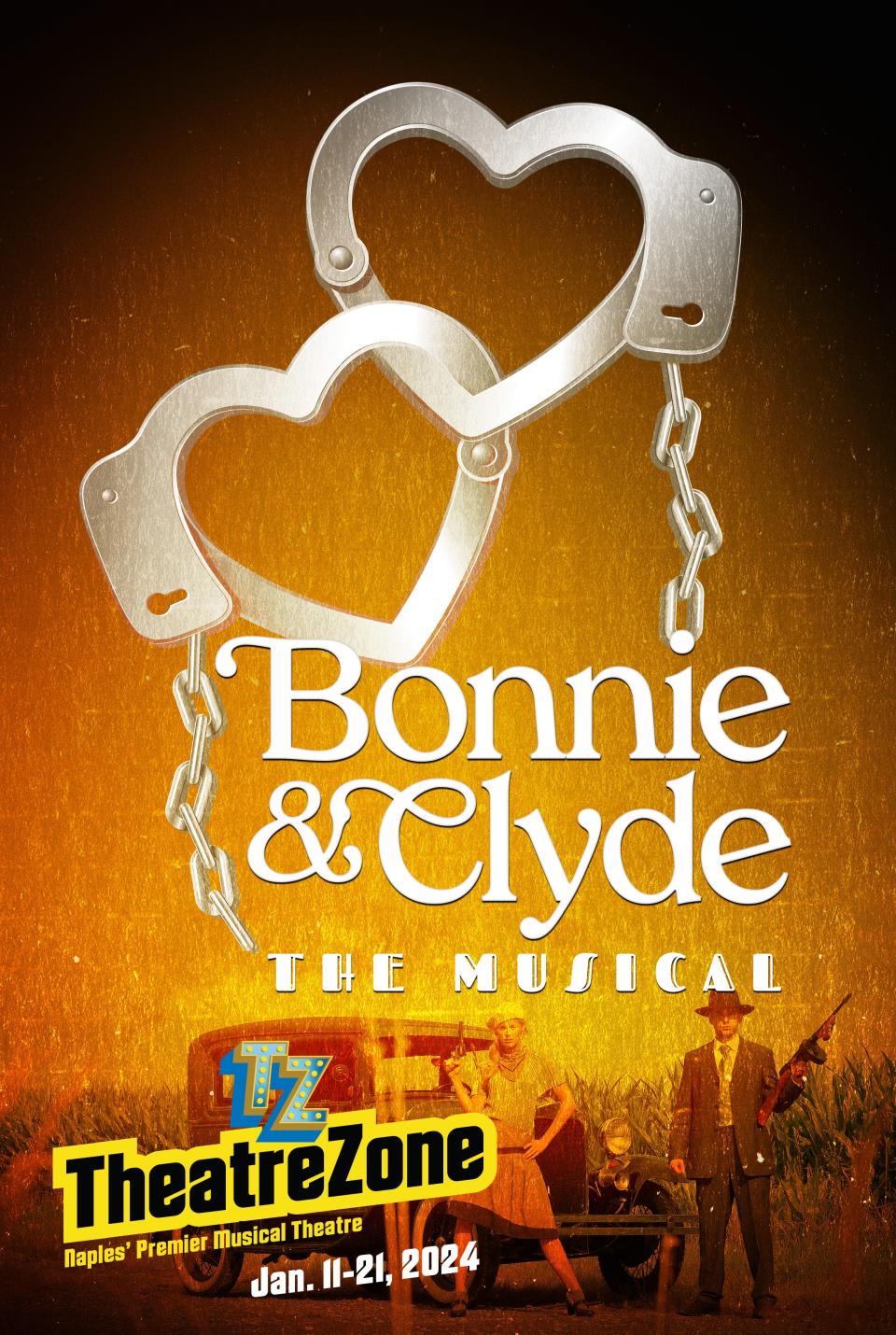 "Bonnie & Clyde: The Musical" is the latest production from TheatreZone in Naples, which runs Jan. 11-21, 2024.