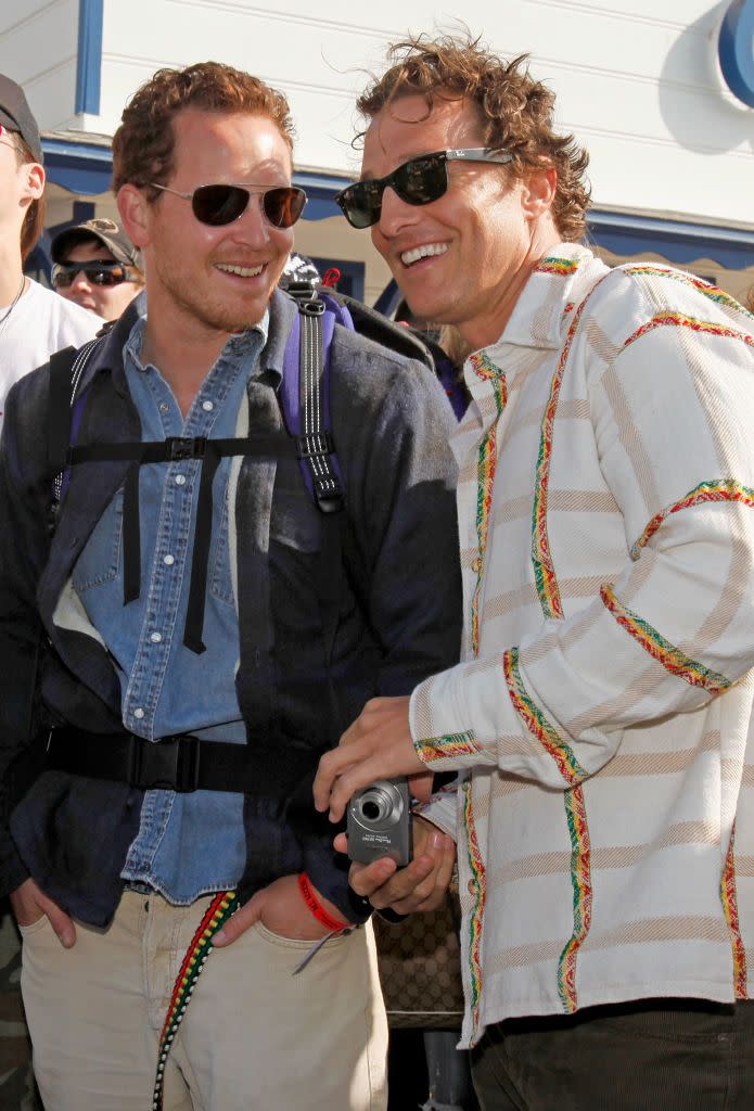 malibu, ca april 26 actors cole hauser and matthew mcconaughey attend maliblue art music festival, sponsored by emergen c, held at the malibu pier in malibu, california photo by jeff vespawireimage