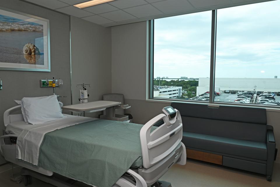 This is one of the 56 private in-patient suites at the new $193 million Brian D. Jellison Cancer Institute oncology tower, located on the Sarasota Memorial Hospital Sarasota campus.