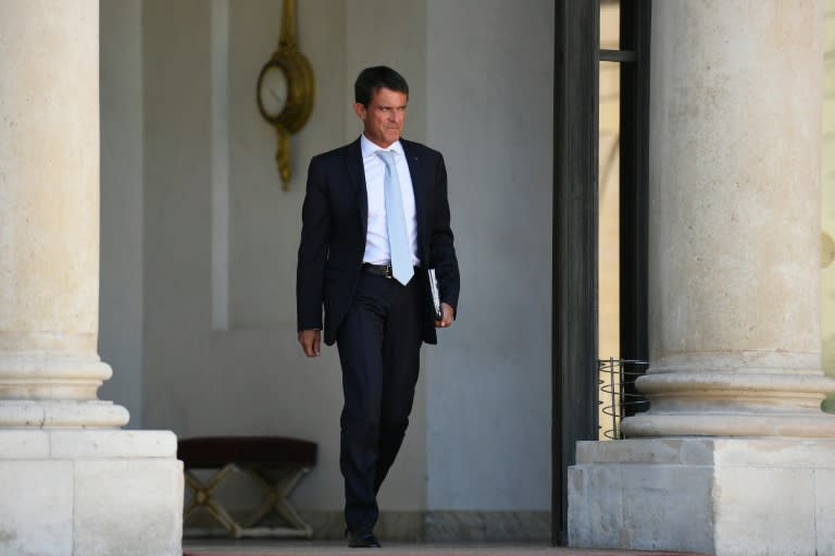 French Prime minister Manuel Valls, pictured on August 17, 2016, said that he supports "those who have passed (burkini) decrees," adding that "beaches, like all public areas, must be protected from religious claims"