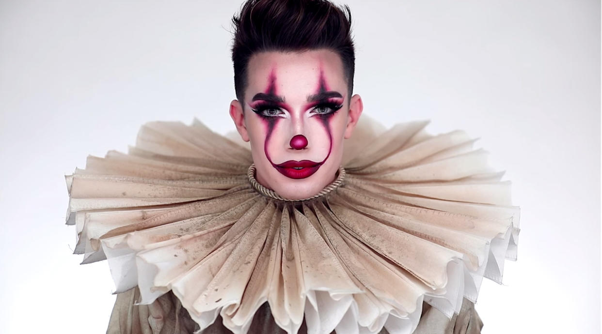 Makeup artist James Charles’ Pennywise makeup tutorial didn’t go over so well. (Photo: Youtube)