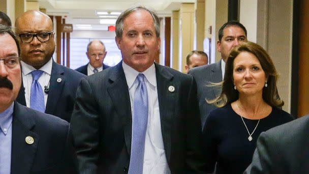 PHOTO: In this July 27, 2017, file photo, Republican Texas Attorney General Ken Paxton and his wife Angela Paxton, arrive for a hearing in the Harris County Criminal District Court in Houston, Texas. (Melissa Phillip/AP, FILE)