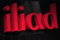 The logo of French low-cost telecoms provider Iliad is pictured during the company 2013 annual results presentation in Paris March 10, 2014. REUTERS/Jacky Naegelen