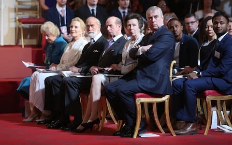 Members of the Royal Family watch the ceremony - Credit: Jonathan Brady /PA