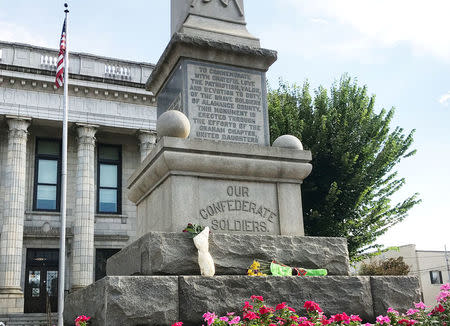 The Alamance County Confederate Monument, erected in 1914, is pictured outside the historic courthouse in Graham, North Carolina, U.S. August 23, 2017. REUTERS/Colleen Jenkins/Files