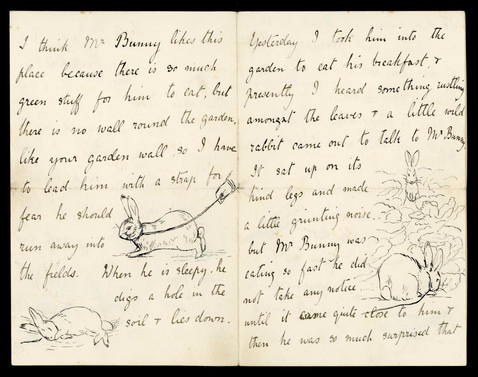 Picture letter by Beatrix Potter sent to Noel Moore from Heath Park, Birnam, on August 21 1892 (Princeton University Library/PA)