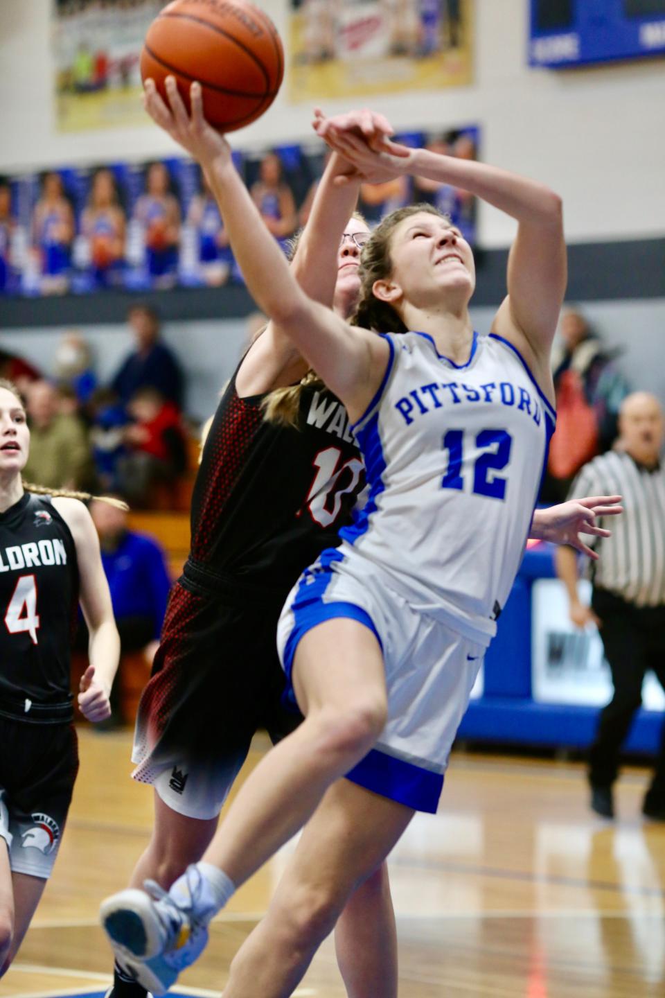 Pittsford sophomore Ava Mallar (12) scored 36 points against St. Phillip to set a new school record for points in a single game.