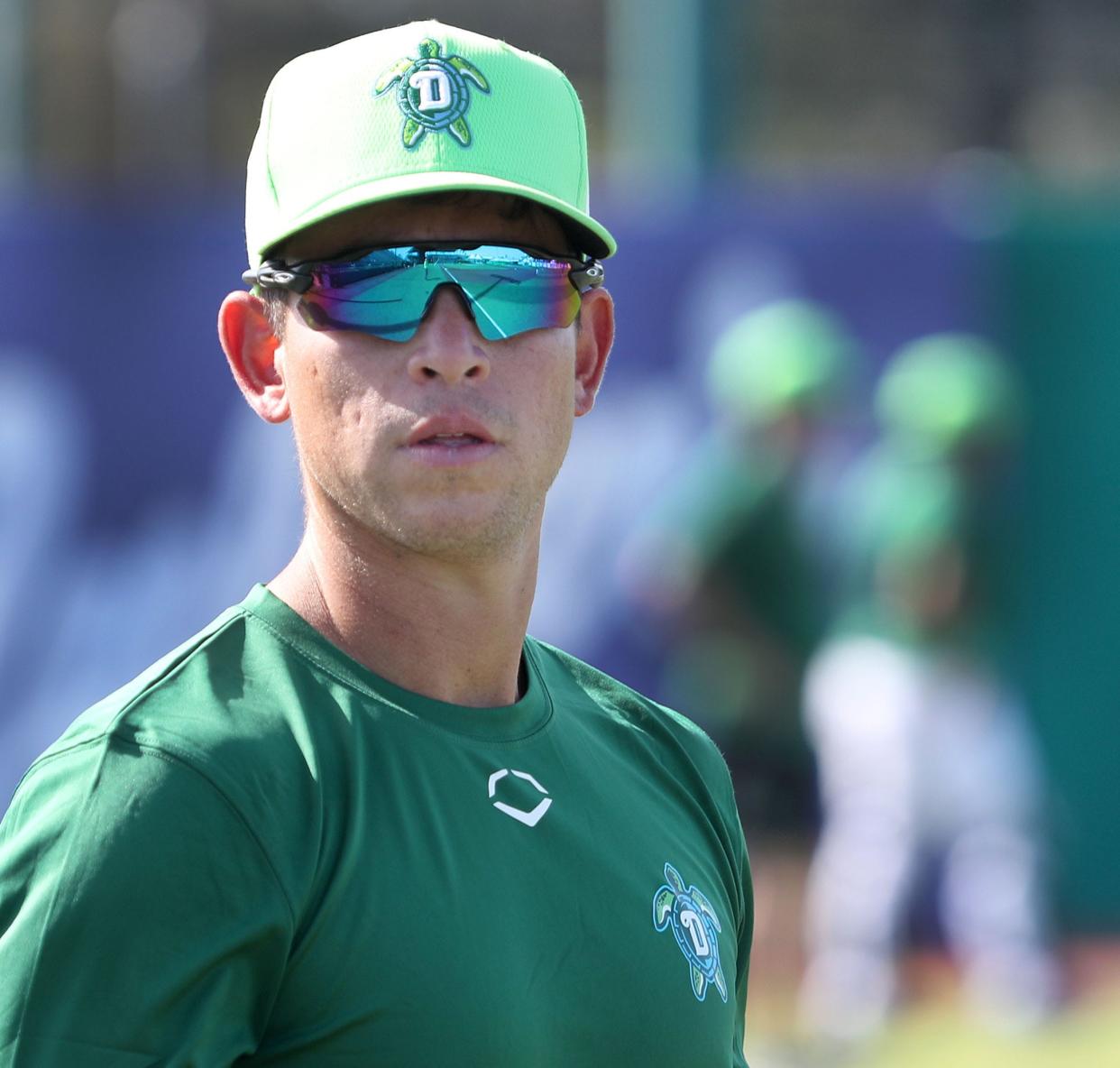 Daytona Tortugas manager Julio Morillo watches his team's last preseason workout Thursday, April 6, 2023 at Jackie Robinson Ballpark.