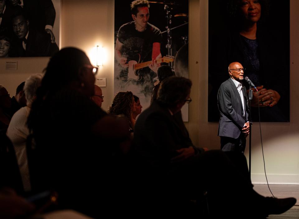 Akron resident Malcolm Costa speaks on his memories of the neighborhood that once stood before the Innerbelt was built at Ideastream's Sound of Ideas Community Tour: Reimagining Akron's Innerbelt, Tuesday, July 30, 2024, in Akron, Ohio.