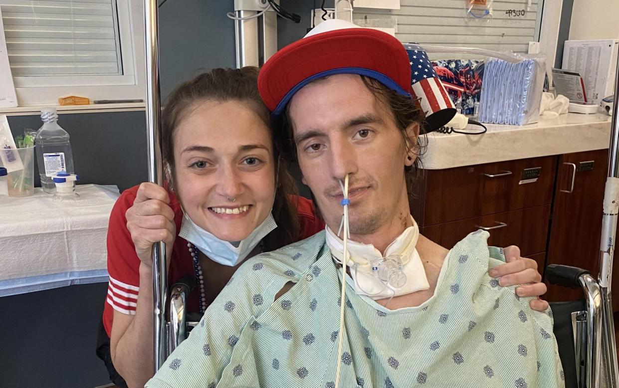 Davey Bauer and his girlfriend Susan Gore at Northwestern Medicine in Chicago