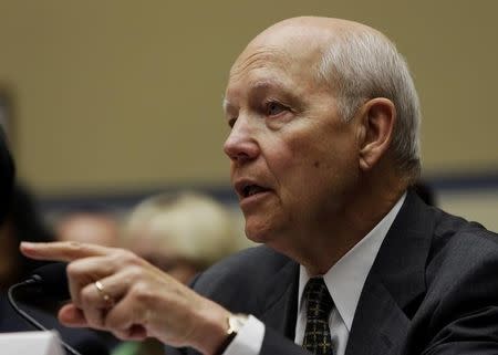 United States Internal Revenue Service Commissioner John Koskinen appears before a House Oversight and Government Reform Government Operations Subcommittee hearing on "Examining Solutions to Close the $106 Billion Improper Payment Gap" in Washington July 9, 2014. REUTERS/Gary Cameron