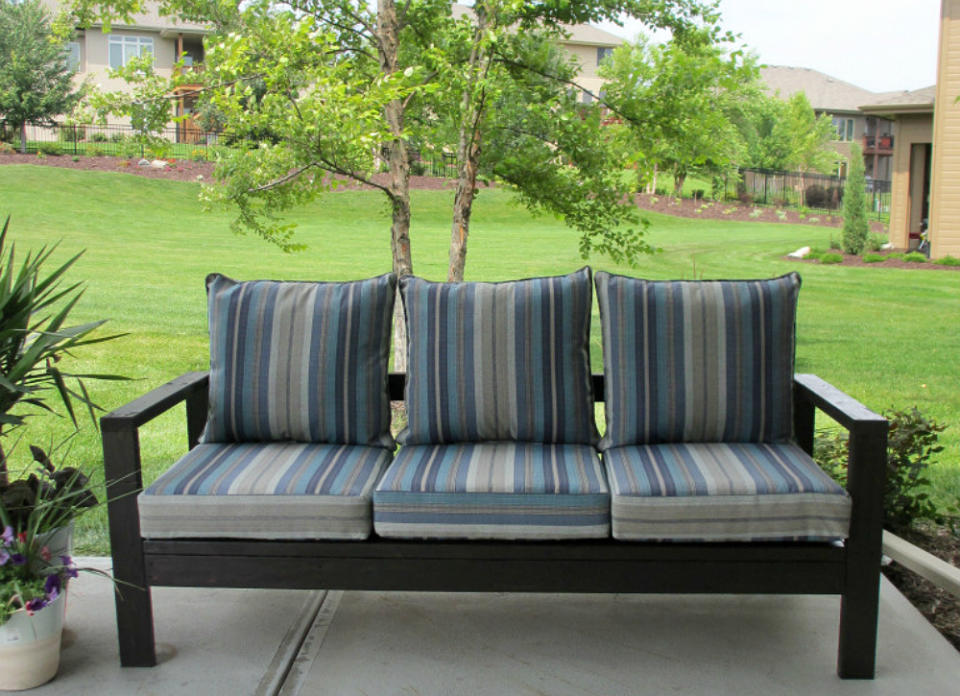 <body> <p>A cushy <a rel="nofollow noopener" href=" http://www.bobvila.com/slideshow/10-doable-designs-for-diy-outdoor-furniture-48798#.VY2CpflViko?bv=yahoo" target="_blank" data-ylk="slk:outdoor;elm:context_link;itc:0;sec:content-canvas" class="link ">outdoor</a> sofa offers the perfect spot for guests to linger on the patio. With just 2x4s and some deck screws, you can build this model yourself in a few hours. Add some colorful cushions, and let the relaxation begin!</p> <p><strong>Related: <a rel="nofollow noopener" href=" http://www.bobvila.com/slideshow/top-10-classic-diy-projects-for-the-outdoors-47340#.VY2C_vlViko?bv=yahoo" target="_blank" data-ylk="slk:Top 10 Classic DIY Projects for the Outdoors;elm:context_link;itc:0;sec:content-canvas" class="link ">Top 10 Classic DIY Projects for the Outdoors</a> </strong> </p> </body>