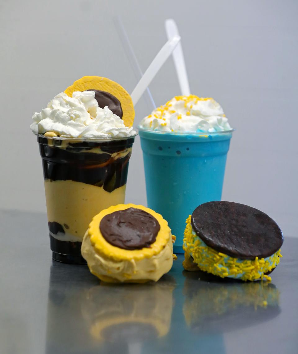 Durbin Magic Freeze in Barberton has a few different eclipse-themed offerings including the banana eclipse shake, blue moon solar shake and ice cream solar sandwiches.