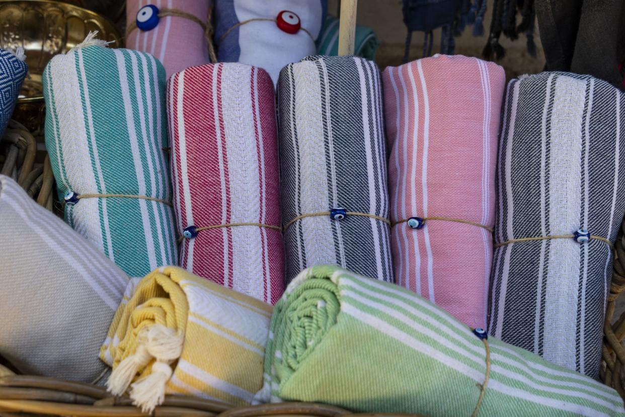 Turkish bath towels, Peshtemals in Kas, Antalya, Turkey.