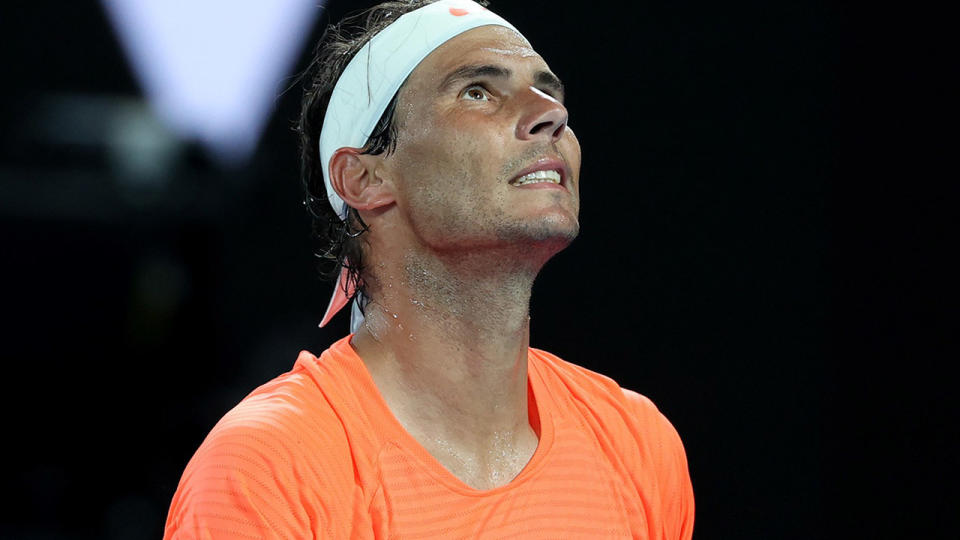 Rafael Nadal, pictured here in action against Stefanos Tsitsipas at the Australian Open.