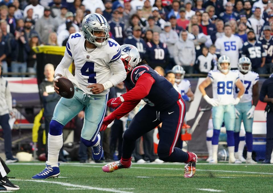 Dak Prescott threw for 445 yards and 3 TDs in the Cowboys' overtime win over the Patriots.