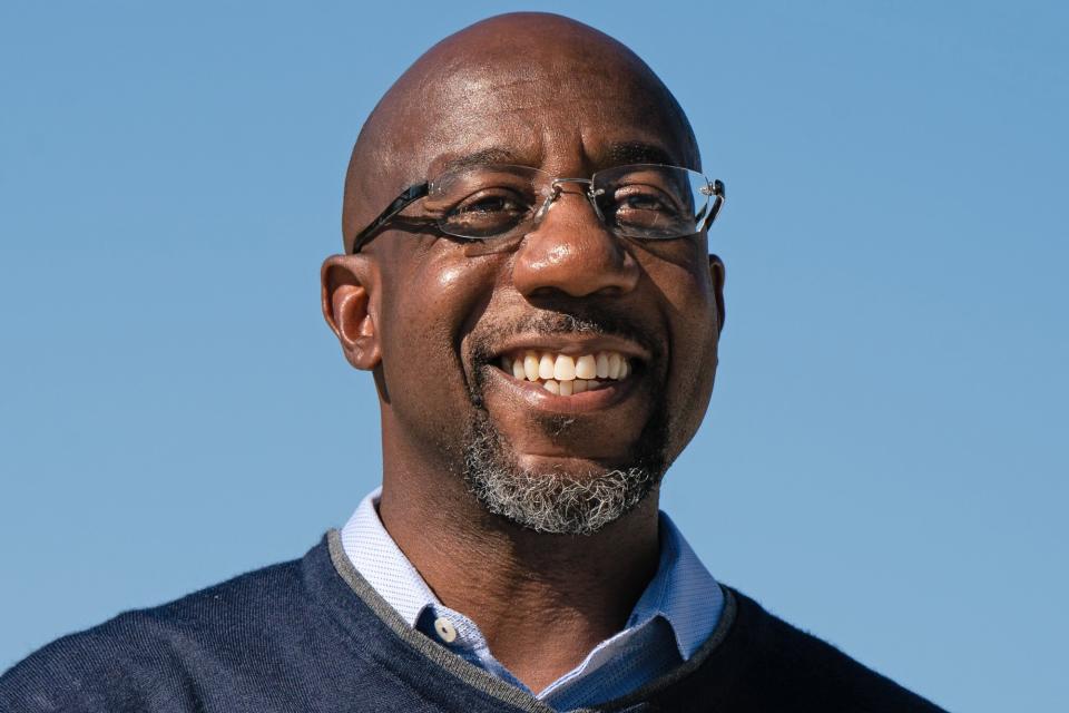 Raphael Warnock, U.S. Democratic Senate candidate, smiles during a campaign event in Powder Springs, Georgia, U.S., on Saturday, Oct. 3, 2020. Former President Barack Obama endorsed Warnock in Georgia's special U.S. Senate election last week, providing a boost as the candidate looks to consolidate support in order to win a spot in a potential runoff, reported the Associated Press.