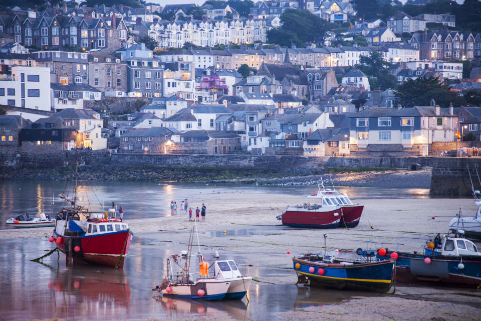 St. Ives, the harbor at low tide, Cornwall, England