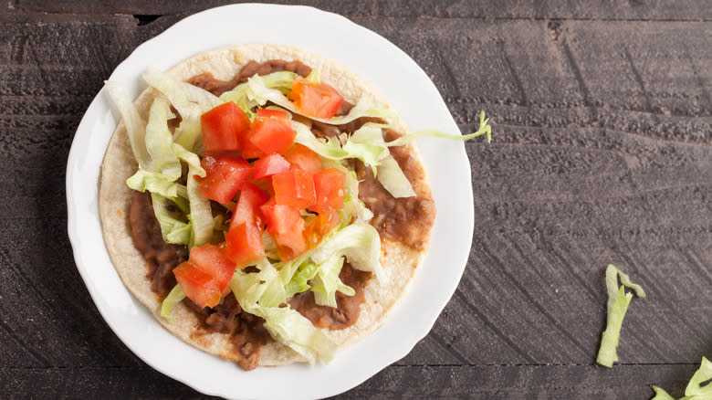 tostada with beans and vegetables