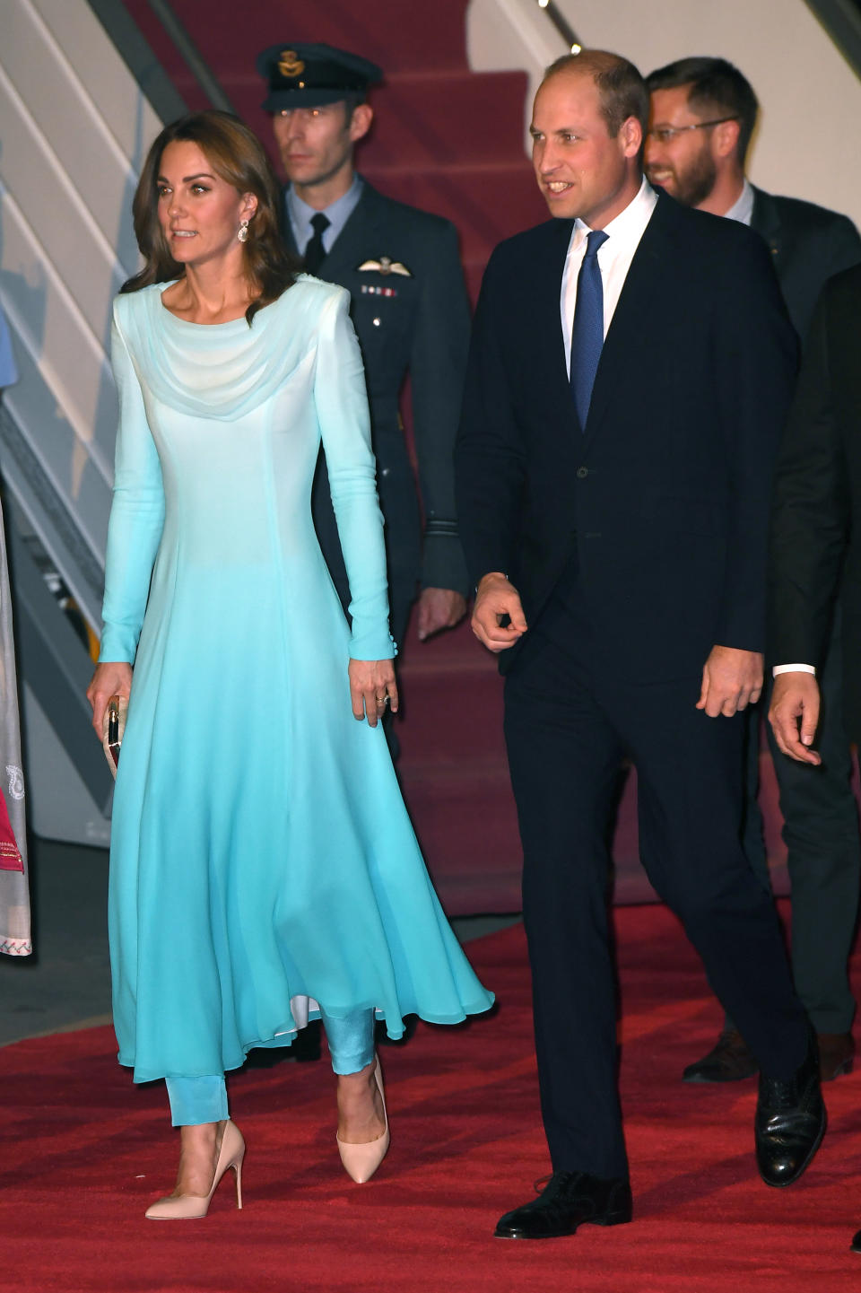 The Duke and Duchess of Cambridge arrive for their visit to Pakistan. [Photo: Getty]