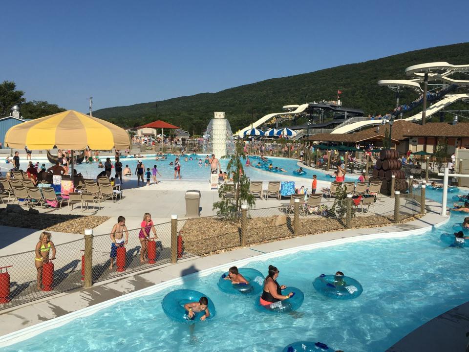 a large pool with people in it