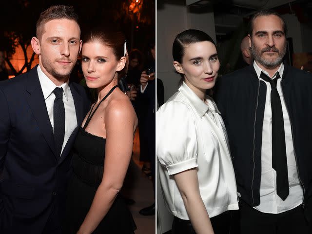 <p>Matt Winkelmeyer/Getty ; Todd Williamson/January Images/Shutterstock</p> Jamie Bell and Kate Mara at the SAG-AFTRA Foundation Patron of the Artists Awards 2017. ; Rooney Mara and Joaquin Phoenix at the 'You Were Never Really Here' film premiere in April 2018