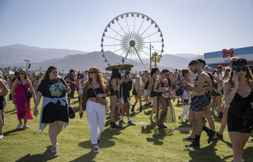 Crowds pour into the Empire Polo Grounds on the first day of the Coachella festival