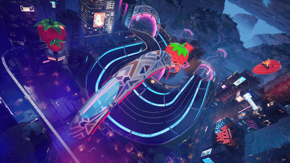 Fortnite's neon-lit Rocket Racing tracks are here (Epic Games)