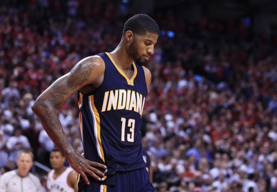 Paul George thinks the Pacers' revamped roster can challenge the Cavs in the East. (Getty Images)