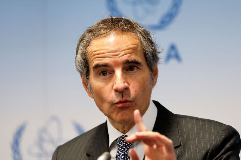 Director General of the International Atomic Energy Agency (IAEA) Rafael Grossi holds a press conference