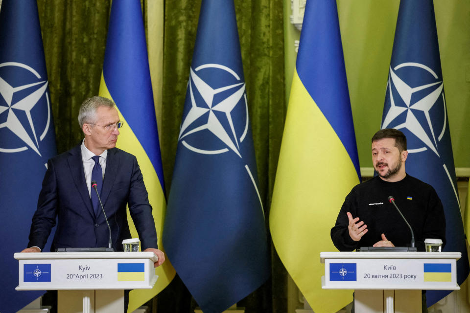 Jens Stoltenberg and Volodymyr Zelensky.