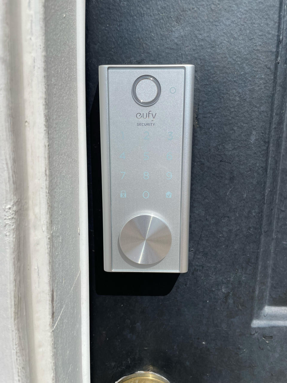 Eufy smart lock mounted to door