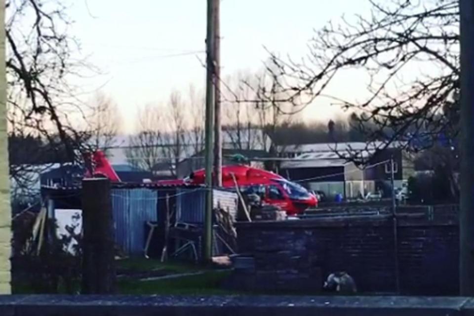 An air ambulance near the scene of the tragic girl's death in Wales (Instagram)