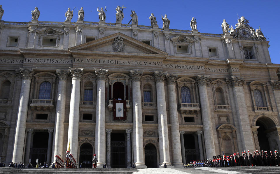 Pope Francis delivers his message during the Urbi et Orbi (Latin for 'to the city and to the world' ) Christmas' day blessing from the main balcony of St. Peter's Basilica at the Vatican, Tuesday, Dec. 25, 2018. (AP Photo/Alessandra Tarantino)