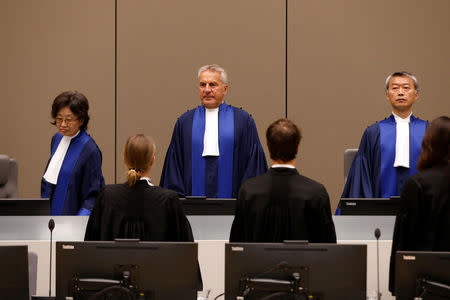 Presiding Judge Robert Fremr is pictured in the courtroom during the trial of Congolese warlord Bosco Ntaganda at the ICC (International Criminal Court) in the Hague, the Netherlands August 28, 2018. Bas Czerwinski/Pool via REUTERS
