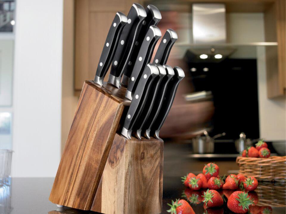 A good set of knives means you’re ready for anything in the kitchen. But which are the best kitchen knives for you? Whether you’re a wannabe MasterChef winner or just want to get dinner on the table, we’ve found the best kitchen knife sets to suit a range of budgets. We tested each knife against essential kitchen tasks: dicing onions, slicing tomatoes, cutting bread and chopping hard vegetables. Our tester panel included a chef, a professional caterer, a food stylist and a keen home cook for a range of perspectives. The panel also tested each knife without knowing the retail price to remove bias as much as possible. A knife set is usually made up of a multi-purpose chef or santoku knife, a smaller utility or paring knife and a bread knife. You might also get a small serrated or a filleting knife, but you should select a set based on what you do most often in the kitchen: if you never sit down to a Sunday roast, don’t bother paying for a carving knife that will only gather dust. Savvy chefs might buy a high-end set with just two outstanding knives they’ll use all the time, and then pick up cheaper paring and bread knives, for example, to finish off. Get a good pair of kitchen scissors while you’re at it, so you’re not tempted to use your beautiful new knives to open plastic packaging.If in doubt, make the decision based on the chef’s knife or santoku, as that’s what you’ll use most often. Chef’s knives have a slight curve for a rocking-cutting motion, and santoku are good for up-and-down chopping of large vegetables.Justin Kowbel, from Borough Kitchen shop in London, recommends looking for three things in a knife: sharpness and robustness; how easily food comes off the blade; and how it feels in the hand. Some knives are “better” than others because of the quality of the steel, but ultimately the “right” knife is one that feels right for you.If you live in a hectic household, try Western-style stainless steel knives that are harder wearing, have a more durable 22° blade angle and usually a bolster for easier grip.But if you’re prepared to look after your knives, then go for sharper Japanese carbon steel blades with around a 16° angle. Whatever knives you end up buying, don’t put them in the dishwasher.You can trust our independent reviews. We may earn commission from some of the retailers, but we never allow this to influence selections, which are formed from real-world testing and expert advice. This revenue helps us to fund journalism across The Independent. Swiss Classic In-Drawer Knife Holder Set: £129.08, Amazon​Modern, affordable and durable, this Victorinox knife set was the top choice among our testers.We loved the in-drawer design to keep knives out of the way. This is a utility-driven set, with ergonomic, easy-grip handles and an excellent range of knives in Swiss-made steel. They’re durable enough for family life, so they’d suit an entry-level cook as much as a seasoned chef.The fluted Santoku is lightweight and dextrous, and we found the deep blade made easy work of butternut squash. The bread knife gave a clean cut on a crusty loaf, and the serrated knife was the right size for prepping salad and tomatoes.Buy now Tog set of three – Petty, Santoku and Gyuto: £370, Tog knivesIf you want what the chefs have, get yourself a set of Tog knives. Not only are they beautiful to look at with engraved maple wood handles and distinctive copper stripes – they’re ridiculously sharp too. The 21-layer, high-carbon Japanese steel is roll-forged in Seki City, which is the Samurai sword capital of Japan. Testers liked the blade weighting and natural hand-feel. The petty utility and paring knife sliced onions finely, the santoku multipurpose knife cut veg and tomatoes with ease, and the 21cm gyuto chef’s knife sheered through butternut squash without sticking. We found these knives made even basic tasks feel effortless. They don’t come in a block, so they’re best stored on a magnetic wall mount. Buy now Wüsthof Classic Ikon Six-piece Knife Block Set: £500, Kooks UnlimitedThese were some of the sharpest we tested: it wasn’t so much the knife cutting the onion, as the onion yielding to the knife.Testers were torn between the Classic Ikon and Epicure range. Epicure had an even blade-to-handle balance, with the full bolster adding heft, whereas the Classic Ikon was more weighted in the handle. Overall the Classic Ikon was a favourite as it combined Wüsthof’s traditional style with modern, ergonomic handles and a contemporary knife block. The Classic Ikon bread knife has double serrated, high-carbon stainless steel blade, which kept crumbs to a minimum in the test and the extra length made it a pleasure to cut slice after slice. The 9cm paring knife is perfectly sized for fiddly tasks such as removing butternut squash seeds. The utility knife is on the larger side, but makes a dextrous alternative to the chef’s knife. The set includes a serrated tomato knife – but with blades this sharp, you’ll hardly need it.Buy now Robert Welch Signature Knife Block Set with Sharpener: £298.94, AmazonA sleek, well-designed knife block and sharpener distinguishes this Robert Welch six-knife best seller. The chef’s knife is just 14cm, which might be too small for some people, but good if you don’t like unwieldy knives. The angled bolster enables a firm grip, and the 15° Japanese-style edge gives a satisfying cut on hard veg. We found the serrated tomato knife cut wafer thin slices, and the bread knife was good but a little on the shorter side. Testers loved the smooth, rounded handles and excellent balance with the blade. Magnetic action in the storage slots also made them a joy to put away and stops them getting blunt.Buy now Global Hiro six-piece Black Wood and Steel Block Set: £374.95, Kitchen KnivesIf you love Global, you’ll be smitten with this impressive six-knife set. The Hiro range has slightly longer handles and heavier blades than the classic Global knife, but it’s still lightweight and feels balanced with the signature Global grip handle. Compared with all the others we tested, this set included the most complete variety of knives. There’s no carving knife, but that’s no loss when you get an efficient multipurpose santoku, the 13cm and 20cm chef’s knives to switch between small and larger tasks, a paring and a long bread knife. Butternut squash didn’t stick to the chef’s knife and our testers loved the small paring knife for its surgical precision, as well as the fine tip on all the knives, which made them outstanding on detailed tasks.Its slim bolsters will suit keen cooks perfecting their pinch grip, and the ice-hardened, Cromova-18 stainless steel blade has a keen Japanese-style edge that’s easily sharpened.Buy now Kai Shun Classic Three-piece Knife Set: £329, Borough KitchenThis is an excellent starter set for a keen cook who is willing to invest.If you’re torn between Japanese and Western-style knives, Shun Classic from Kai is the best of both; with Western-shaped blades made in layered Damascus carbon steel using samurai knife making techniques from Seki.Shun steel is hard, so these knives were thinner and lighter than others we tested.We liked the D-shaped Pakkawood handle, which enabled a firm grip, and Kai wisely offers reverse grip handles for left-handers too. The full tang through the length of the handle gave a good overall balance and made cutting hard veg feel like cutting through butter.The bread knife is light and has double serration in different directions from the centre, which gave the cleanest cut of all bread knives we tested. This Borough Kitchen set includes complimentary annual knife sharpening, although the sharp 15° angle blade is particularly robust and long lasting.Buy now Lion Sabatier Edonist Knife Block Set: £269.99, Kitchen KnivesThis classic knife set from Sabatier looks sleek and sits beautifully on the kitchen counter. We loved the elegant, slim handles echoing traditional western knife design, but they might not suit cooks with larger hands. There’s no paring knife, but the utility knife doubles up and testers found it easy to work with. The serrated knife slices tomatoes extremely thin, and is large enough to be a handy second utility knife. Fully forged, Nitro+ steel blades have a 58° Rockwell hardness rating, and while the chef’s knife is not as large as others we tested, it’s more manageable and responsive with harder veg.Buy now Wilko Matt Black Knife Block and Knives: £28, Wilko​This set is a bargain. It was the best performer among budget sets, with five essential stainless steel knives in a slimline block. Smooth handles fit easily into the hand, and the bolster provides a good grip. Our testers liked the longer chef’s knife and smooth cut on the bread knife. The utility knife was good for slicing onions and the small paring knife was easy to use.The stainless steel blades won’t stay sharp for ever, but these are a good value entry-level set, which you won’t have to worry about getting bashed around in the kitchen.Buy now Joseph Joseph Elevate Carousel: £89.99, AmazonThis colourful set from Joseph Joseph doesn’t take up too much room on the counter and has easy grip handles with stainless steel blades.The bolster doubles up as a rest, so the knife doesn’t get your kitchen surface dirty when you put it down. The handle has slightly more weight to it than other economy knives we tested.With six knives, this is a good value set. We liked the inclusion of a 14cm fluted santoku for more dexterity and the 16.5cm chef’s knife for larger chopping tasks. The bread knife snagged on the loaf, but the butternut squash didn’t stick to the chef’s knife and the serrated tomato knife cut smooth slices.Buy now Procook Damascus X100 Knife Set: £379, Procook.comOur testers liked the magnetic oak presentation block as a clean alternative way to store knives (and maybe show them off a bit too). This set has everything a keen cook needs: the 23cm bread knife cut through hard crusts easily and the chef’s knife performed well for small dicing and chopping larger veg. The slightly teardrop shaped handle fit snugly in the hand, and we liked the even weighting between the blade and handle. It’s a seriously sharp knife too, with a central core supported between 66 layers of Japanese Damascus stainless steel with 1 per cent carbon for added surgical precision.Buy now Rockingham Forge Equilibrium Six-piece Knife Block Set: £97.95, Milly’s Kitchen StoreThese knives will suit cooks who like an authoritative feeling chef’s knife without it being too weighty. The highly curved design encourages a rocking cutting motion on the chef’s knife and makes finely chopping herbs a pleasure.We found the paring and utility knife were a little too similar in size, but that also gave more options for smaller tasks such as dicing garlic. The taper-grinding German steel knife-edge sliced hard vegetables easily, and our testers found that the streamlined bolster enabled a strong pinch grip. The curved handle is ergonomically designed, so your hand won’t get tired if you settle into a long cooking session.Buy now Grunwerg Shogun Six-piece Knife Block Set: £79.94, Harts of Stur​This is a stylish no-nonsense set. We loved the traditional D-shaped black Pakkawood handle, which fell into the hand comfortably – although the asymmetrical shape might not suit left-handed cooks.The set has a solid bread knife, which cut through a crusty loaf. Testers found there was a good balance between the handle and stainless steel blade and the knives felt luxurious within this price point.Hard veg such as butternut squash came off the blade easily and the paring knife was easy to handle.It’s well designed for a busy kitchen, as the curved block would fit into kitchen corners and the graduated slots help identify each knife quickly. Buy now Taylor’s Eye Witness Nine-piece Knife Block With Steak Knives set: £70, Bakewell Cookshop​​This nine-piece set is remarkably compact in an acacia wooden block, and the four steak knives mean you can slice your dinner with as much precision as you do the raw ingredients. It’s a value set that suits everyday food preparation. The stainless steel blades retain a good edge for this price and the full-tang lends weight to the chef’s knife especially.The bread knife snagged slightly, but hard vegetables came off the chef’s knife. Our testers liked the dextrous, scalloped 13cm Santoku knife, although the handles are quite square and might be uncomfortable after a long cooking session.Buy now Lakeland Fully Forged Stainless Steel 5-Piece Knife Block: £70, LakelandThis is a reliable knife set with good sharpness for everyday family cooking. We liked the knife block design, as it’s practical and not pretentious (much like the knives themselves) and our testers especially liked the spot for kitchen scissors you probably already own.The paring and all-purpose knives are a similar size, which made them dextrous for small tasks such as dicing an onion or prepping fruit.The full-tang gave the 20cm chef’s knife a weighty confidence, but the handles were slightly too small on the paring and all-purpose knives for testers with larger hands. Buy now Füri Pro Seven-piece Wood Knife Block Set With Diamond Sharpener: £124.94, Harts of Stur​​This Füri knife set looks smart, with Japanese high-carbon stainless steel blades and a distinctive utilitarian metal finish. The in-built finger hook in the handle suits cooks who grip the knife there.The scalloped santoku knife had more weight than we expected for its 17cm length, which made it a reliable multi-use knife in the test. The deeper blade cut butternut squash well and didn’t get stuck.Matching 15cm utility knives, one of which is serrated, would suit cooks who prefer more small knives for multiple tasks.The set comes in an elegant two-tone wooden block, which takes up minimal space, however the smaller knives are a little wobbly in the slots.Buy now The Verdict: Best knife setsFor value for money, efficiency and design, Victorinox Swiss Classic set is the best buy. They’re not fancy, but you know they’ll last and be durable in a busy kitchen.For keen cooks who are willing to pay that bit more, Tog will give you endless chopping pleasure with its precision blades.And for a timeless set of high-quality knives, invest in Wüsthof’s Classic Ikon knife block.