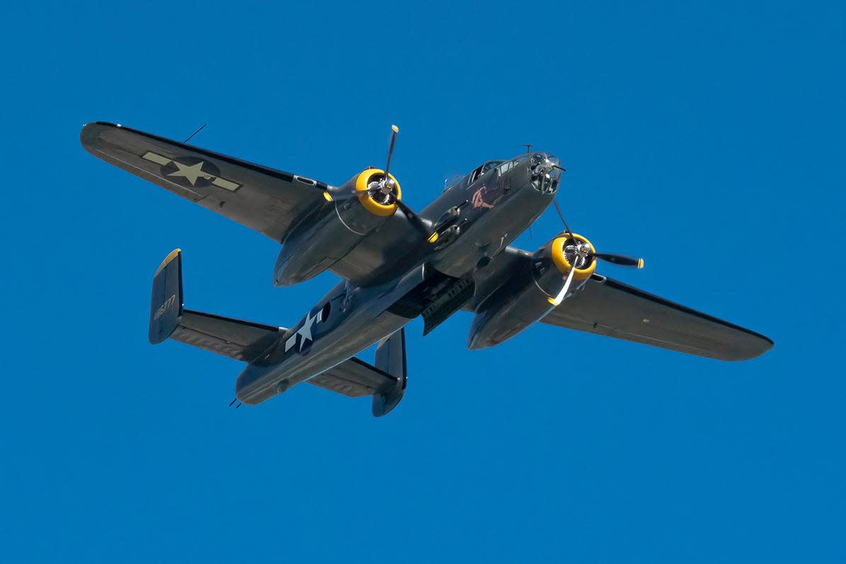 An authentic B-25 Bomber, "Georgie’s Gal," will fly over the crowd prior to the First Shot ceremony at Camp Perry on July 10.