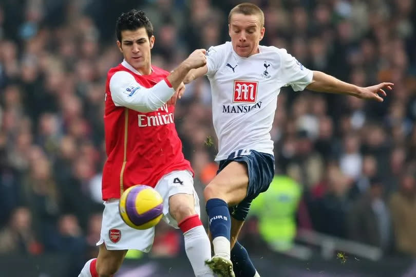 O'Hara and Fabregas battle for the ball