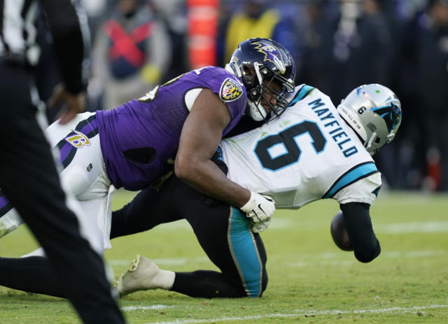 Panthers lose to Ravens in Mayfield's return, doomed by late turnovers