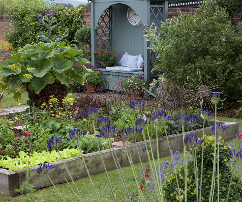 Add a seating area to your vegetable garden